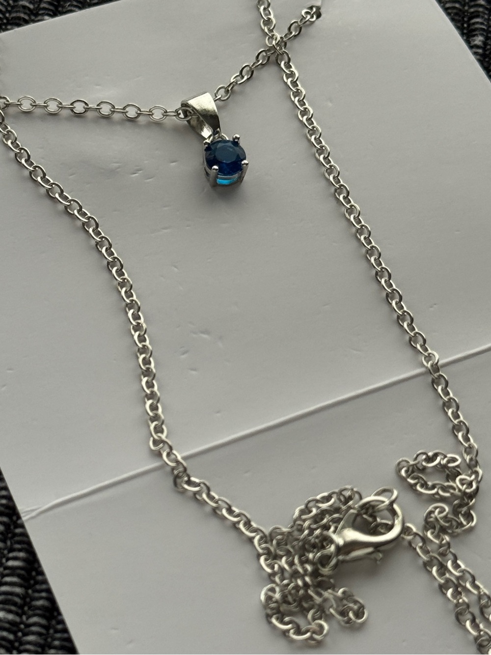 EFFY Princess Cruise Blue Solitaire Pendant Necklace 18” Silver Tone Chain #9